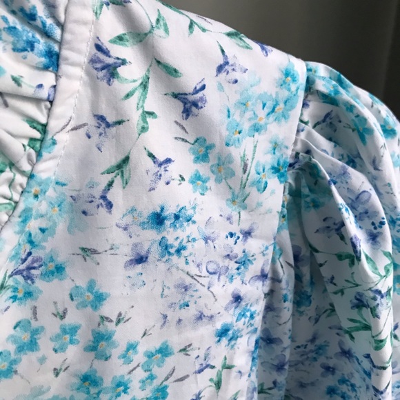 NWT! Zara Blue Floral Poplin Printed Dress with Ruffle Trim Size: M - Picture 9 of 11